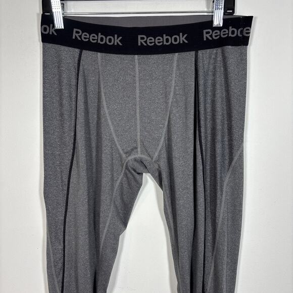 Reebok Compression Base Layer Athletic Leggings Pants Gray Men Large Cold Gear - Picture 3 of 7